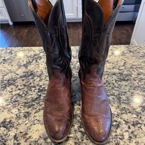 Lucchese Men's Cigar Smooth Ostrich Medium Round Toe Cowboy Boots